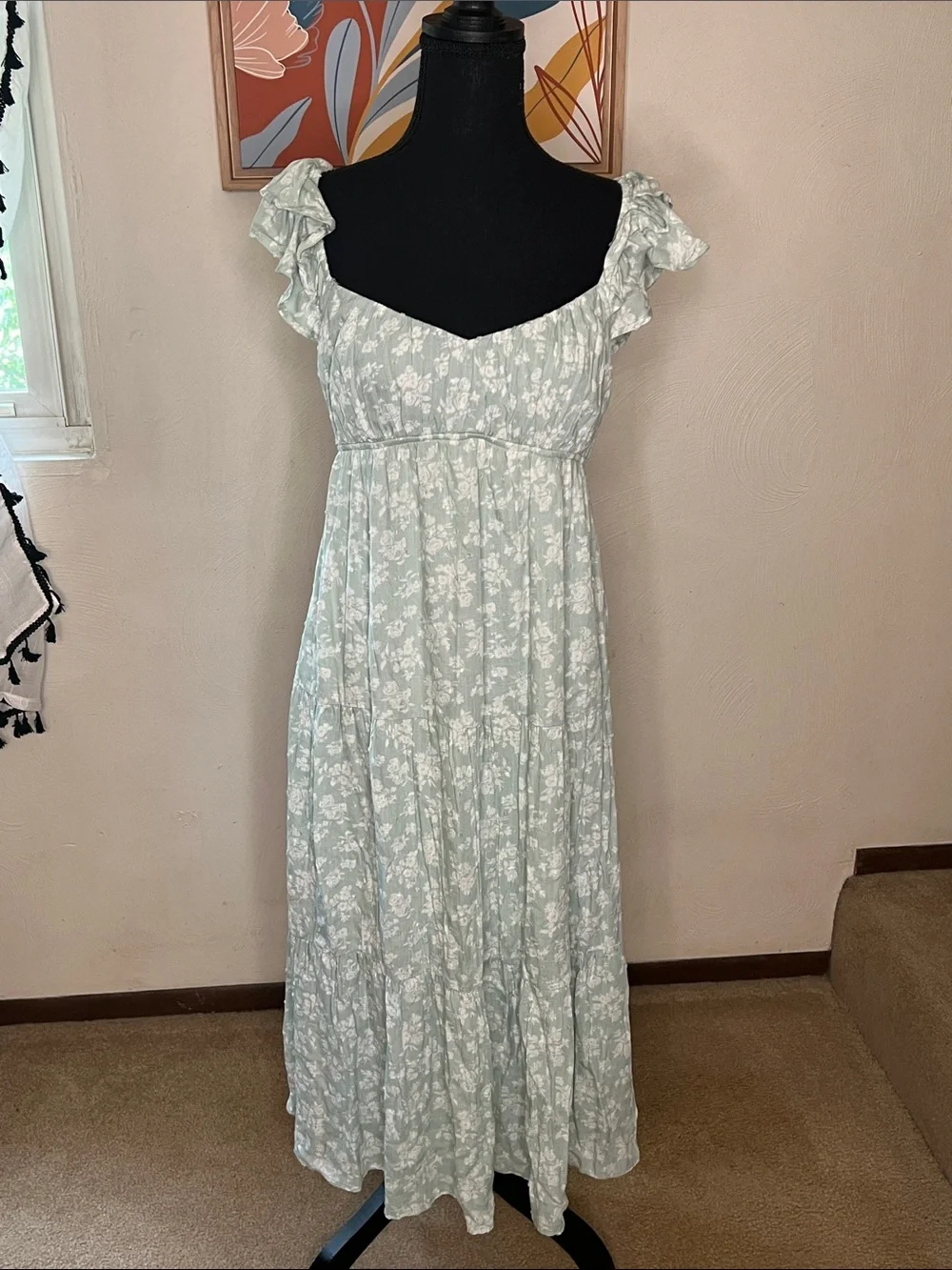 Altar’d State Mila Floral Tiered Maxi Dress in light green Size M - Picture 2 of 9